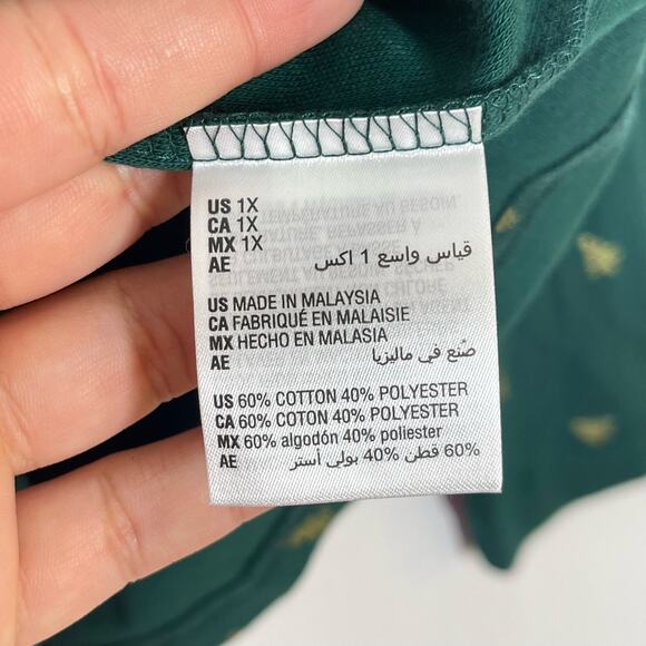 NEW Karen Scott Top Women's Green Gold Tree Print Mock Neck Plus Size 1X - Picture 8 of 8